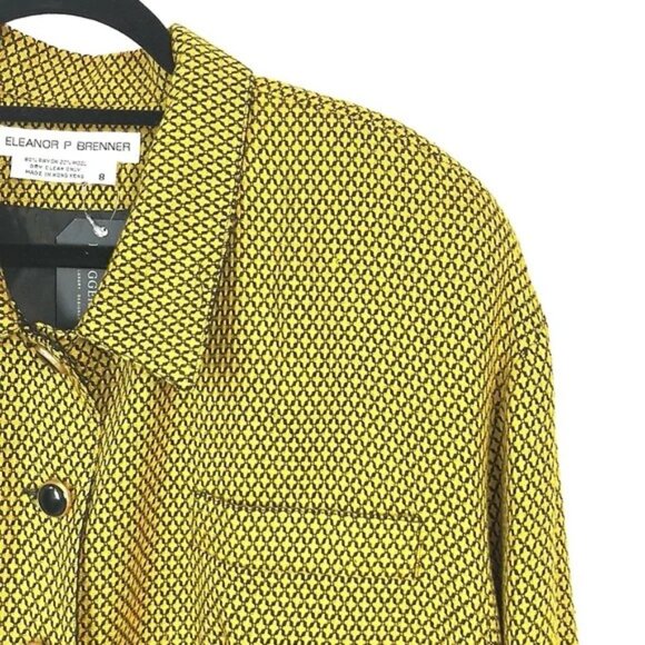 Eleanor P Brenner Vintage Yellow Diamond-Jacquard Button Jacket - Picture 3 of 8